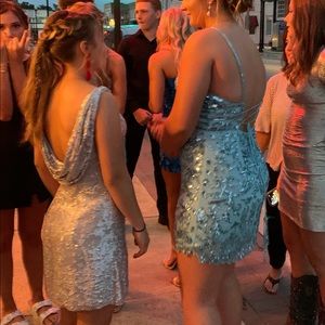 Sherri Hill Silver Homecoming or Cocktail Dress